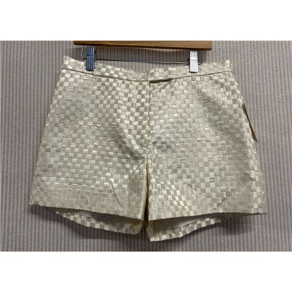 Woven Cream Satin Zippered Shorts, Lined, Size 8, New w/Tag (Retail $250)