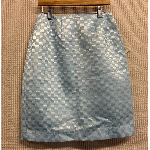 Woven Lt. Blue Satin and Chiffon Skirt, Size 6, New with Tag (Retail $500), Has Faint Stains