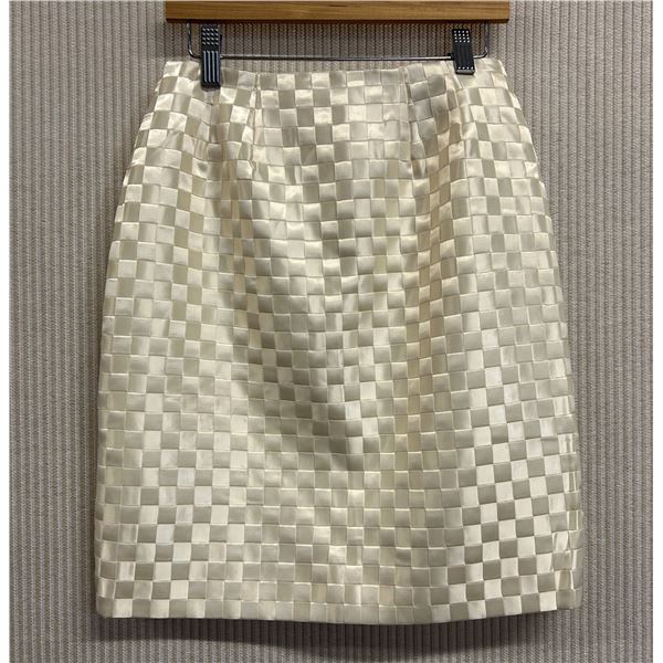 Woven Ivory Satin and Chiffon Skirt w/ Back Slit, Size 6, New with Tag (Retail $500)