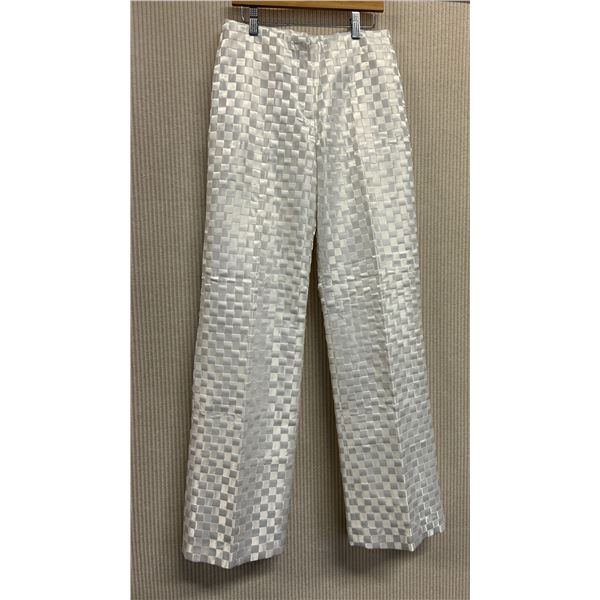 Woven White Satin Pants, No Tag (Faint Stains)