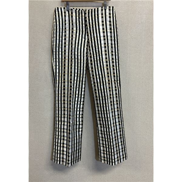 Woven Striped Pants, White & Black,  Pre-Owned No Tag