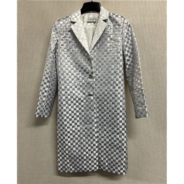Woven Silver Satin Cocktail Coat, Size 4, New with Tag (Retail $1950)