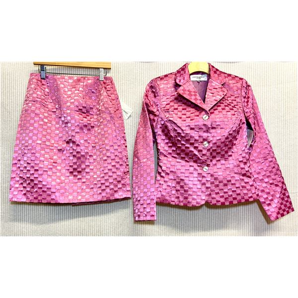 Woven Rose Satin and Chiffon Jacket & Skirt, Size 4, New with Tag (Orig. Retail $1750)