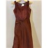 Image 1 : Long Woven Satin Chocolate Brown Sheath Gown, Size 2, New with Tag (Orig. Retail $1900)