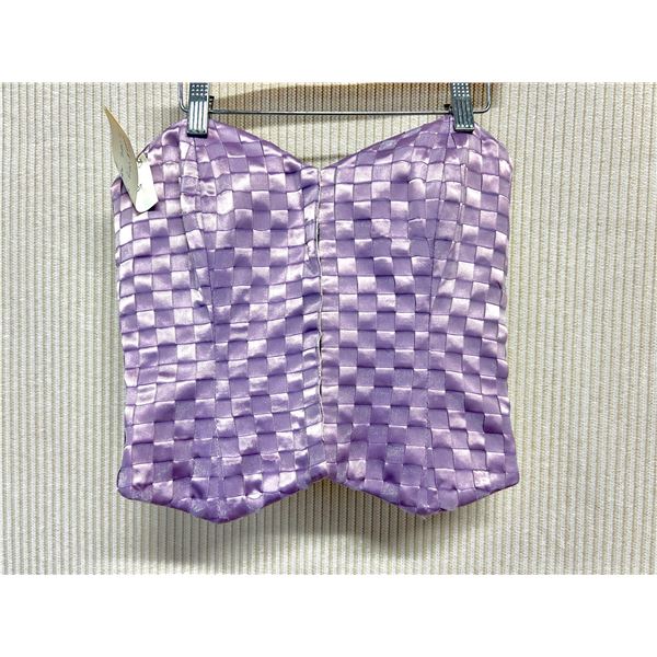 Woven Satin & Chiffon Bandeau Top, Lavender, Size 4, With Tag (Orig. Retail $399)