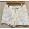Image 1 : Woven White Satin Zippered Shorts, Lined, Size 6, New w/ Tag (Original Retail $250)