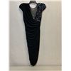 Image 1 : Long Black Cocktail Dress w/ Draped Detail, No Tag, Size Unknown (maybe size 6)