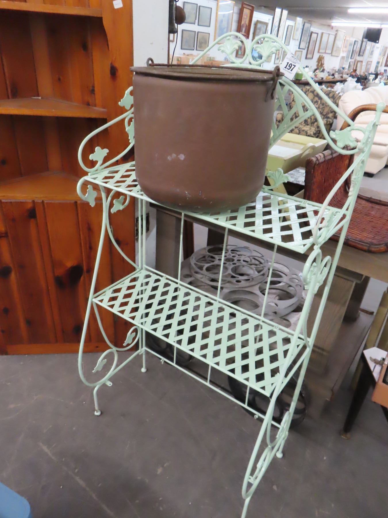 Metal Rack Bucket Small Metal Baker's Rack, Copper Bucket