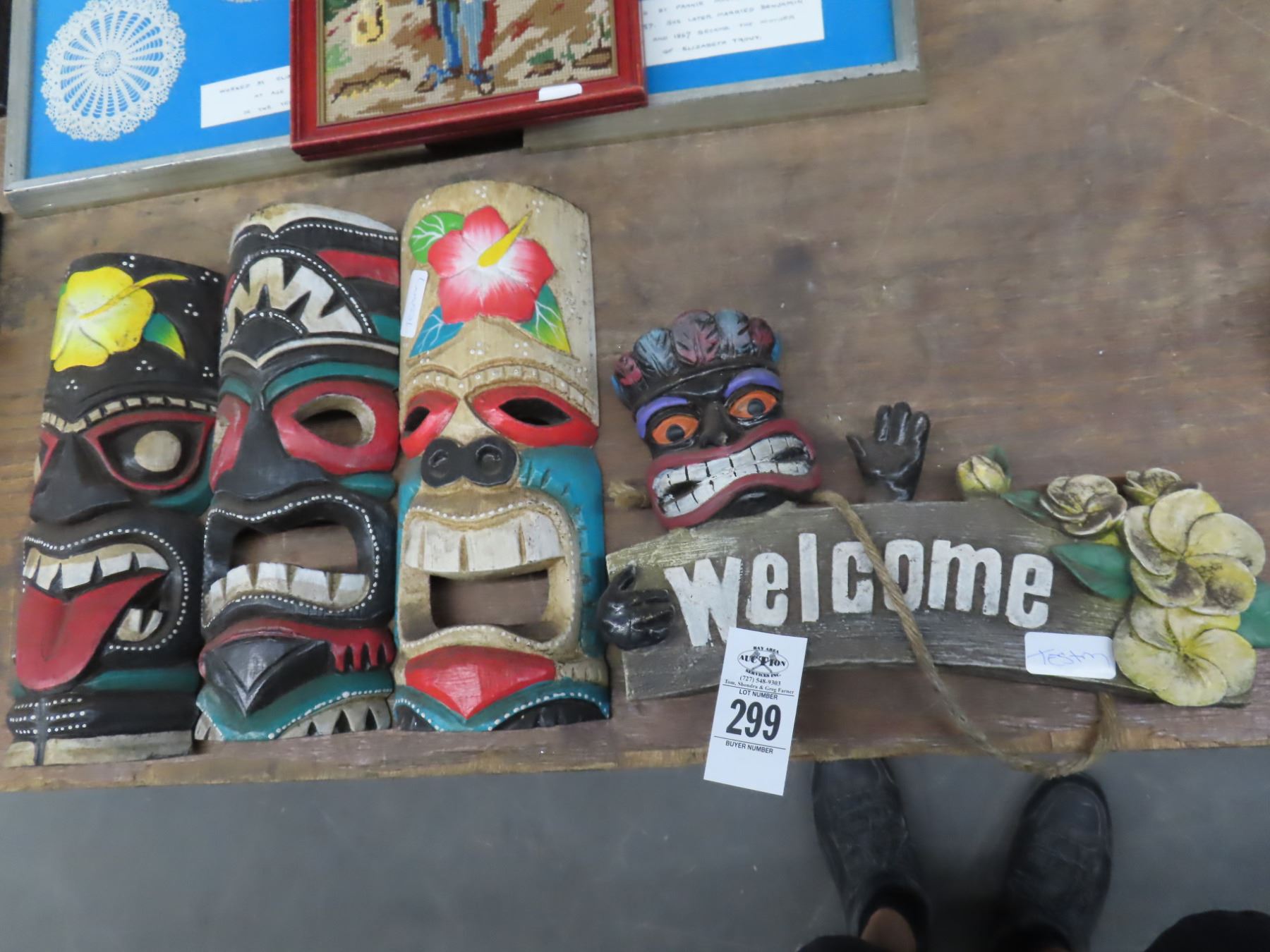 Masks Welcomesign Tiki Masks 3, Welcome Sign - Bay Area Auction Services