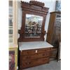Image 1 : Burl 3 Drawer Chest w/Marble Top and Mirror