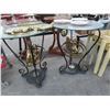 Image 2 : Compass Arrow Base Glasstop Round End Tables - Pair