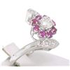 Image 4 : 14k White Gold 1.10 ctw Diamond & Ruby Ladies Crossover FINE Cocktail Ring