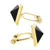 Image 5 : Vintage 18K Yellow Gold Pyramid Cut Bezel Black Onyx Square Swivel Cuff Links