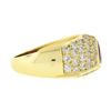 Image 6 : 18K Yellow Gold GIA Bezel Triangular Ruby Solitaire Pave Diamond Dome Band Ring