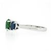 Image 6 : Platinum 2.89 ctw GIA Round Green Tsavorite & Oval Sapphire Three 3 Stone Ring