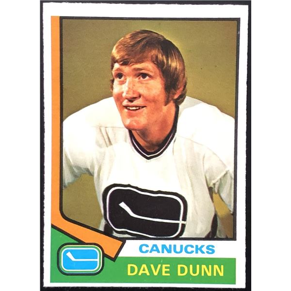 1974-75 O-PEE-CHEE DAVE DUNN ROOKIE CARD