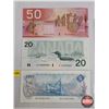 Image 5 : Canada Bills Uncirc (3): - 1979 $5 Bill : Lawson/Bouey #30192981878 - 1991 $20 Bill : Thiessen/Crow 