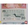 Image 7 : Canada Bills Uncirc (3): - 1979 $5 Bill : Lawson/Bouey #30192981878 - 1991 $20 Bill : Thiessen/Crow 