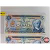 Image 2 : Canada $5 Bills 1972 (2 Consecutive) : Lawson/Bouey #SJ2808868-869 (See Pics for Varieties, Conditio