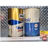 Image 5 : MOBIL OIL TINS (2) : Special & Regular (6-1/2"H x 4"Dia) (SEE PICS!)