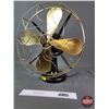 Image 1 : Antique Electric Fan (Brass Blade) (Cast Iron Base) (20"H) (Heavy) (Works)(SEE PICS!)