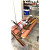 Image 3 : MISCELLANEOUS ITEMS INCL 5 GARDEN TOOLS, HAND TOOLS, SKATEBOARD, SCREWS, TRUCKING BINDERS AND MORE