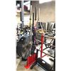 Image 1 : WEIGHT PLATE STORAGE RACK AND ASSORTED BARBELLS