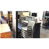 Image 1 : LARGE LOT OF OFFICE FURNITURE INCLUDING CHAIRS, BOOK CASES, TABLES AND DISPLAY BOARD