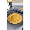 Image 2 : 2 STACKS OF 13" COMMERCIAL RESTAURANT GOLD DECORATIVE UNDER PLATES