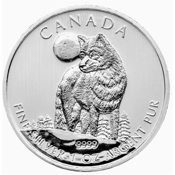 1-OZ 2011 TIMBER WOLF SILVER COIN, ROYAL CANADIAN