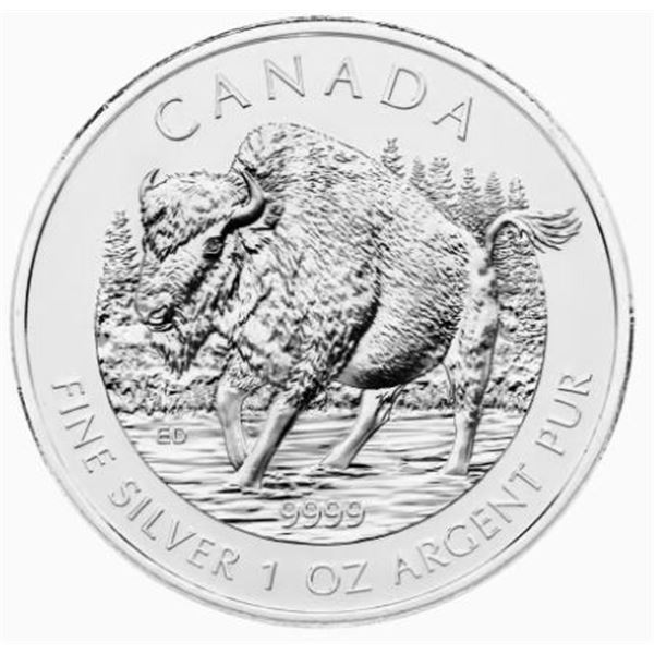 1-OZ 2013 WOOD BISON SILVER COIN, ROYAL CANADIAN