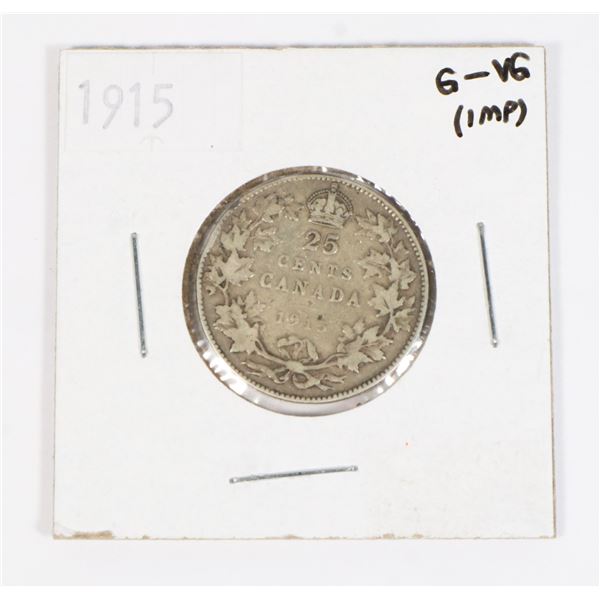 1915 CANADIAN SILVER QUARTER 92.5% SILVER