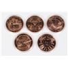 Image 2 : FIVE 1-OZ 999 PURE COPPER ROUNDS FROM THE SAFETY