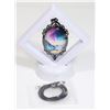 Image 2 : ELEGANT NORTHERN LIGHTS OVAL PENDANT NECKLACE IN