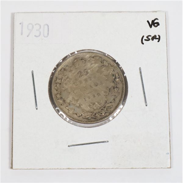 1930 CANADA SILVER 25 CENT COINS, 0.15-OZ OF PURE