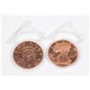 Image 1 : TWO 1-OZ COPPER ROUNDS, LIBERTY HEAD AND WALKING