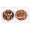 Image 3 : TWO 1-OZ COPPER ROUNDS, LIBERTY HEAD AND WALKING