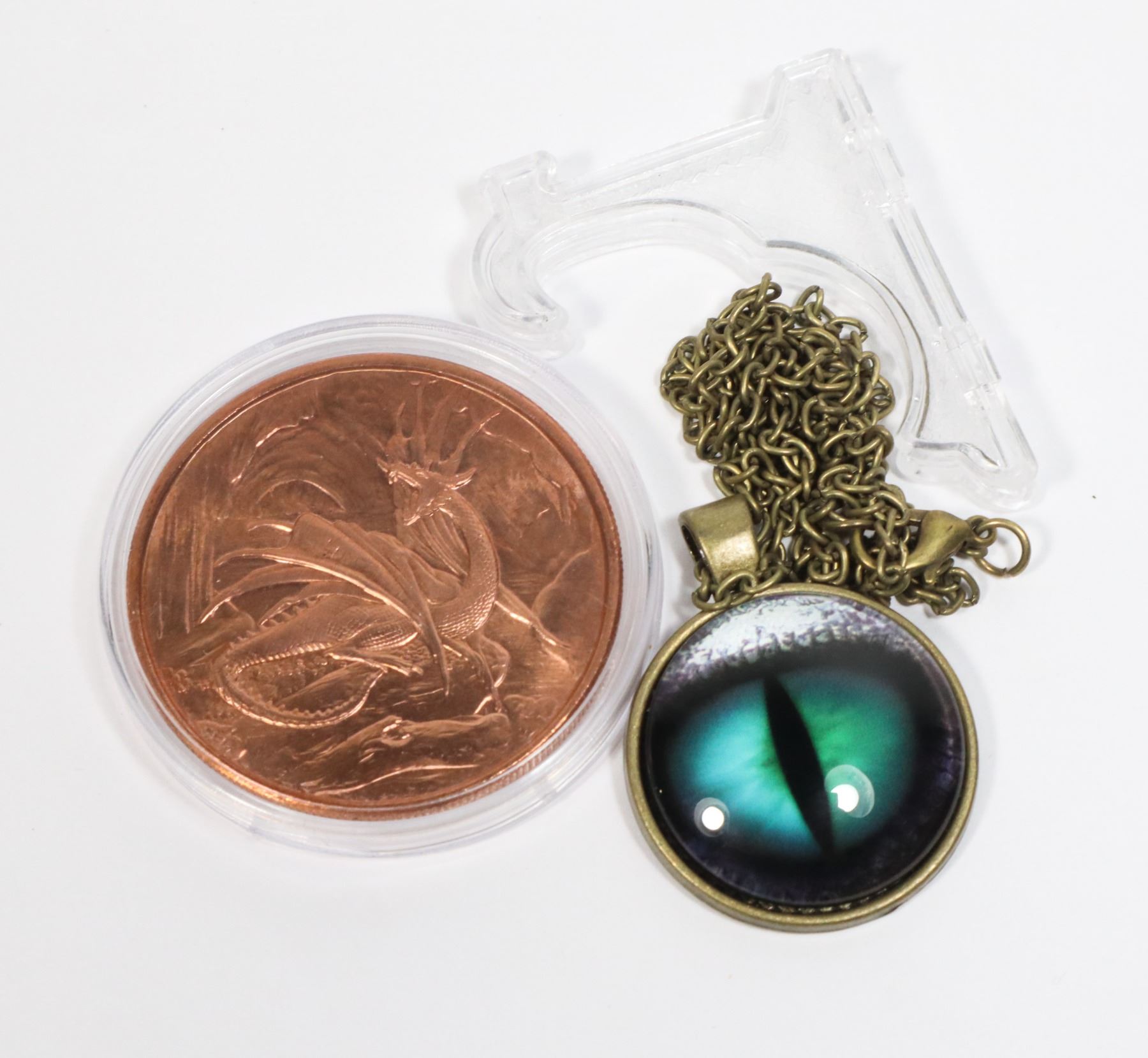 1-OZ DRAGON COPPER ROUND IN CAPSULE WITH EASEL