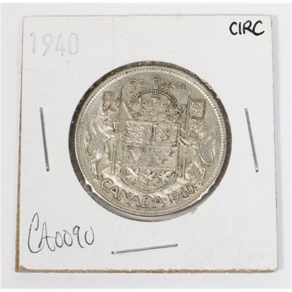 1940 CANADA SILVER HALF DOLLAR 0.3-OZ OF SILVER