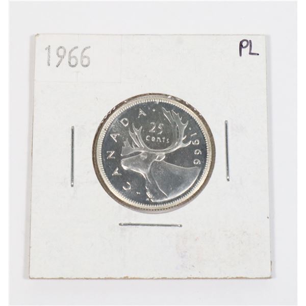 1966 CANADA 25 CENT PROOF LIKE SILVER COIN