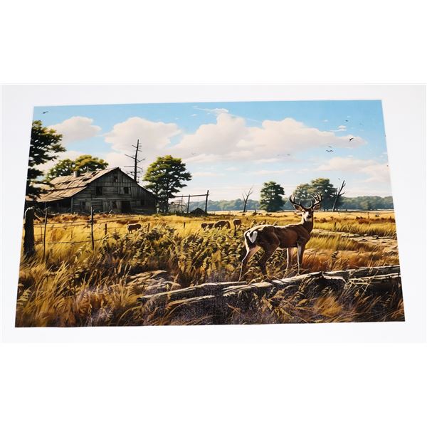 RUSTIC DEER LANDSCAPE CANVAS PRINT 12" X 18"