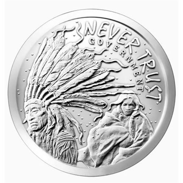 1-OZ 2014 NEVER TRUST GOVERNMENT SILVER ROUND