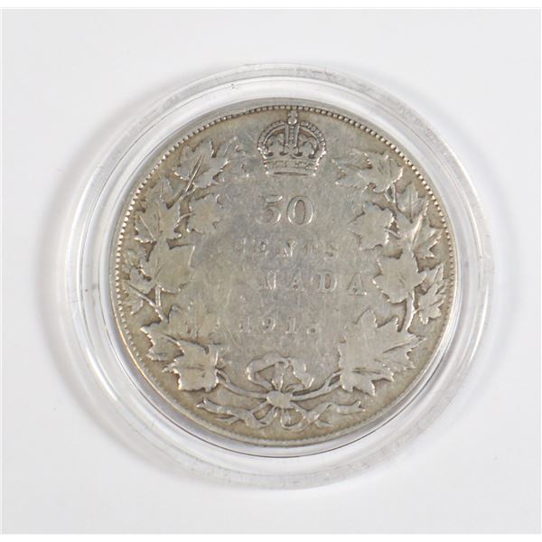 1918 CANADA HALF DOLLAR 92.5% SILVER IN CAPSULE