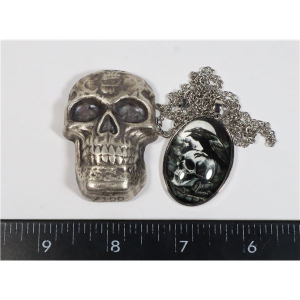 5-OZ SILVER 999 ANTIQUE FINISHED SKULL ART PIECE