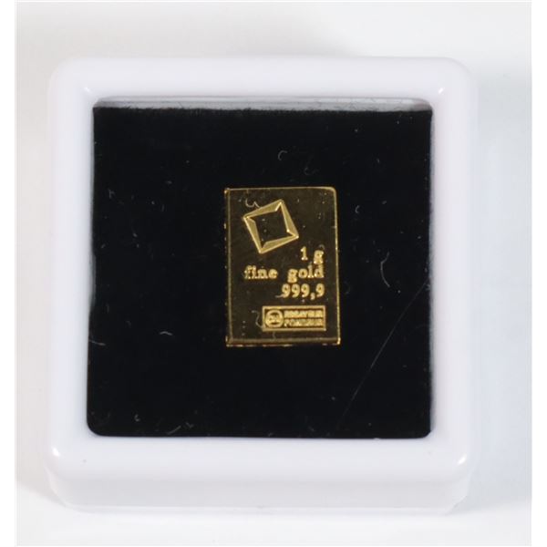 1 GRAM 9999 GOLD BAR IN PROTECTIVE DISPLAY BOX