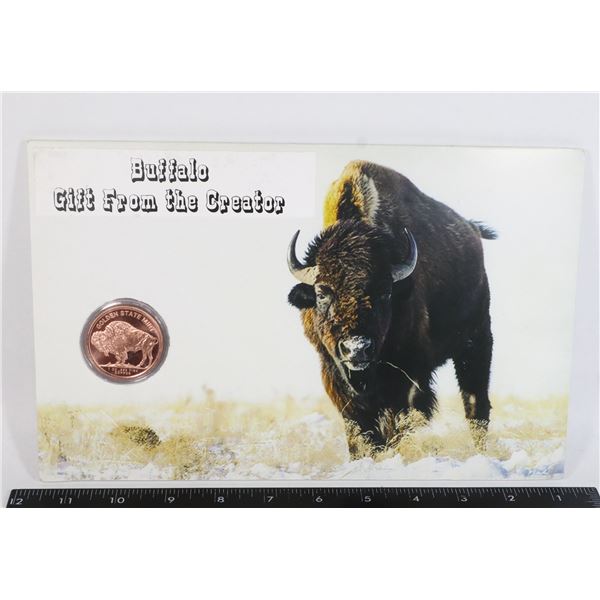 1-OZ BUFFALO COPPER ROUND IN 11" X 7" FOAM