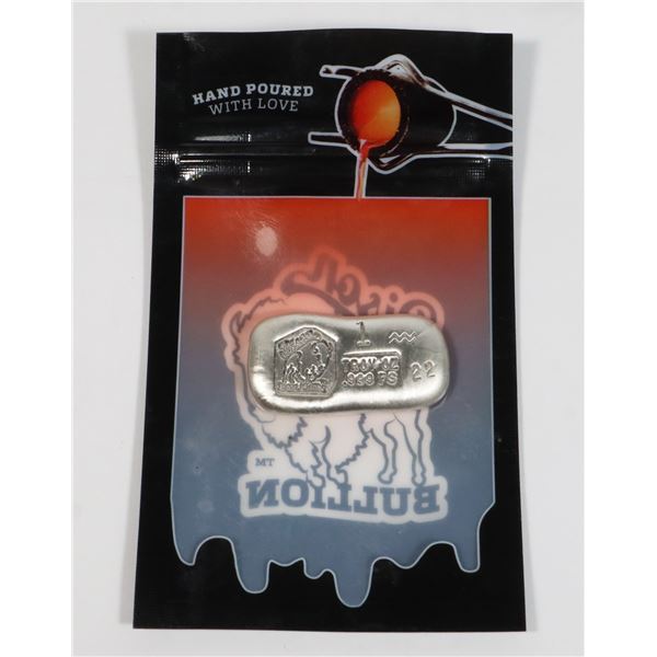 1-OZ SILVER BAR, HAND POURED