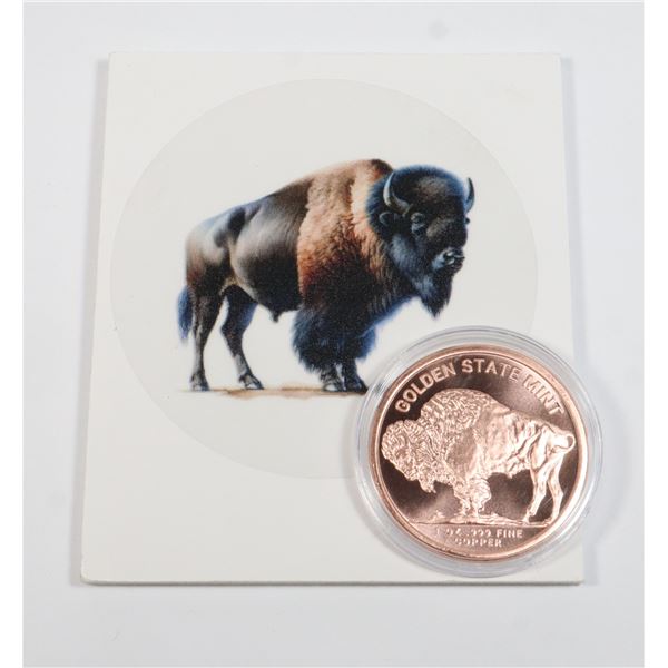 1-OZ BUFFALO COPPER ROUND WITH FOAM BOARD CARD