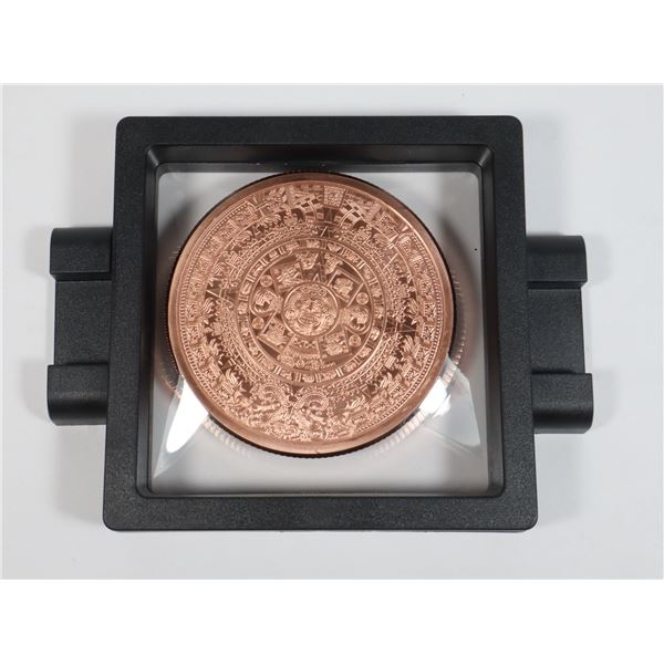 5-OZ AZTEC CALENDAR COPPER ROUND IN FLOATING