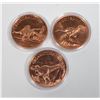 Image 1 : THREE 1-OZ DINOSAUR SERIES COPPER COINS